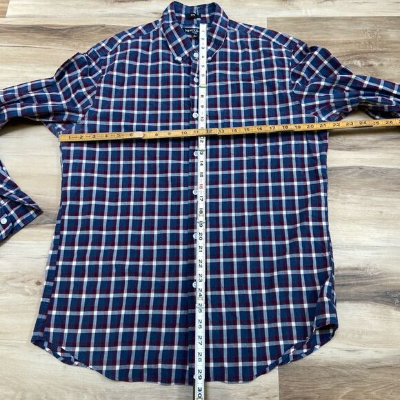 J Crew Shirt Mens Large Mercantile Flex Slim Fit Blue Plaid Button Down - Picture 5 of 8